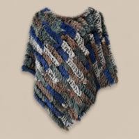 Ton poncho Poncho Femme Hiver Chic En Fourrure De Lapin Tricoté