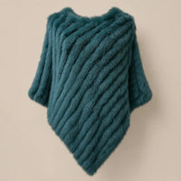 Ton poncho Poncho Femme Hiver Chic En Fourrure De Lapin Tricoté