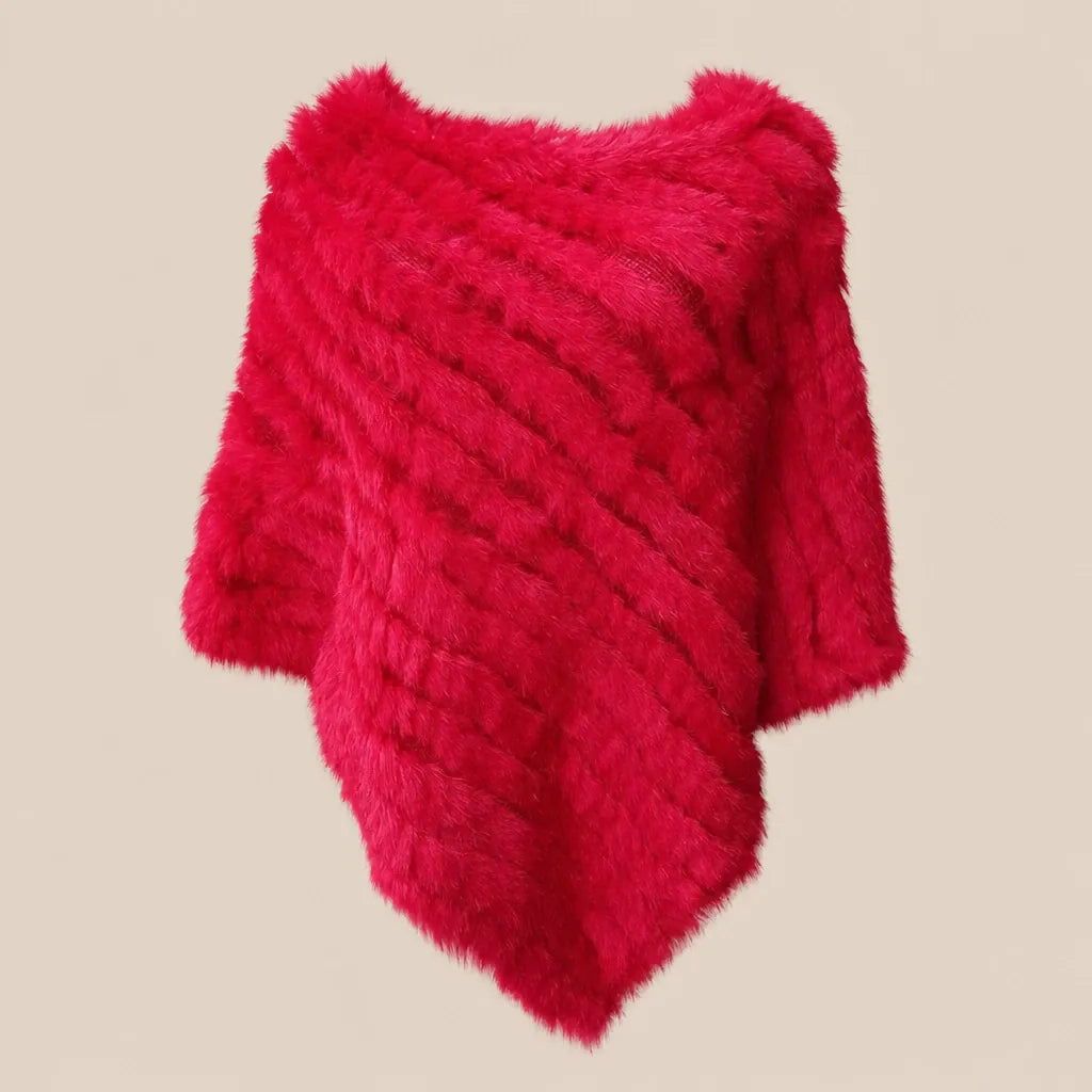 Ton poncho Poncho Femme Hiver Chic En Fourrure De Lapin Tricoté
