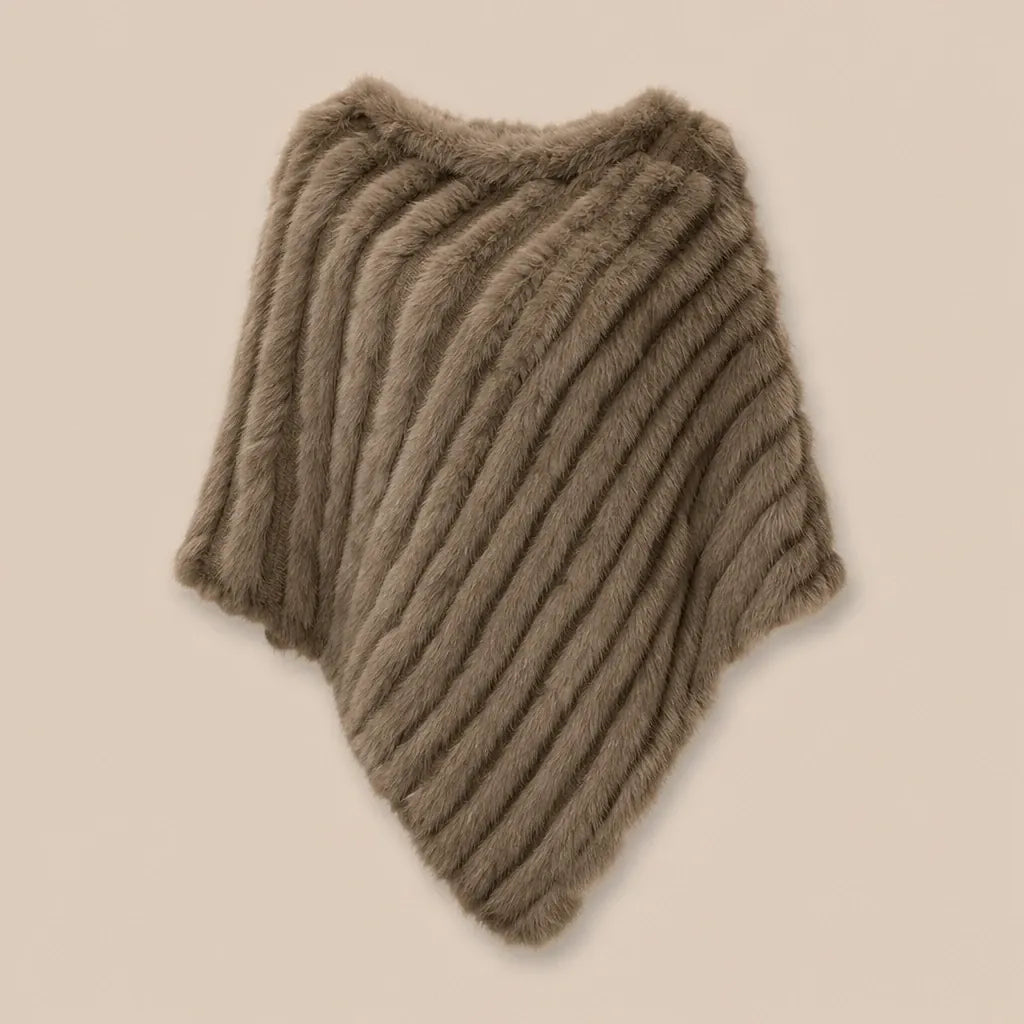 Ton poncho Poncho Femme Hiver Chic En Fourrure De Lapin Tricoté