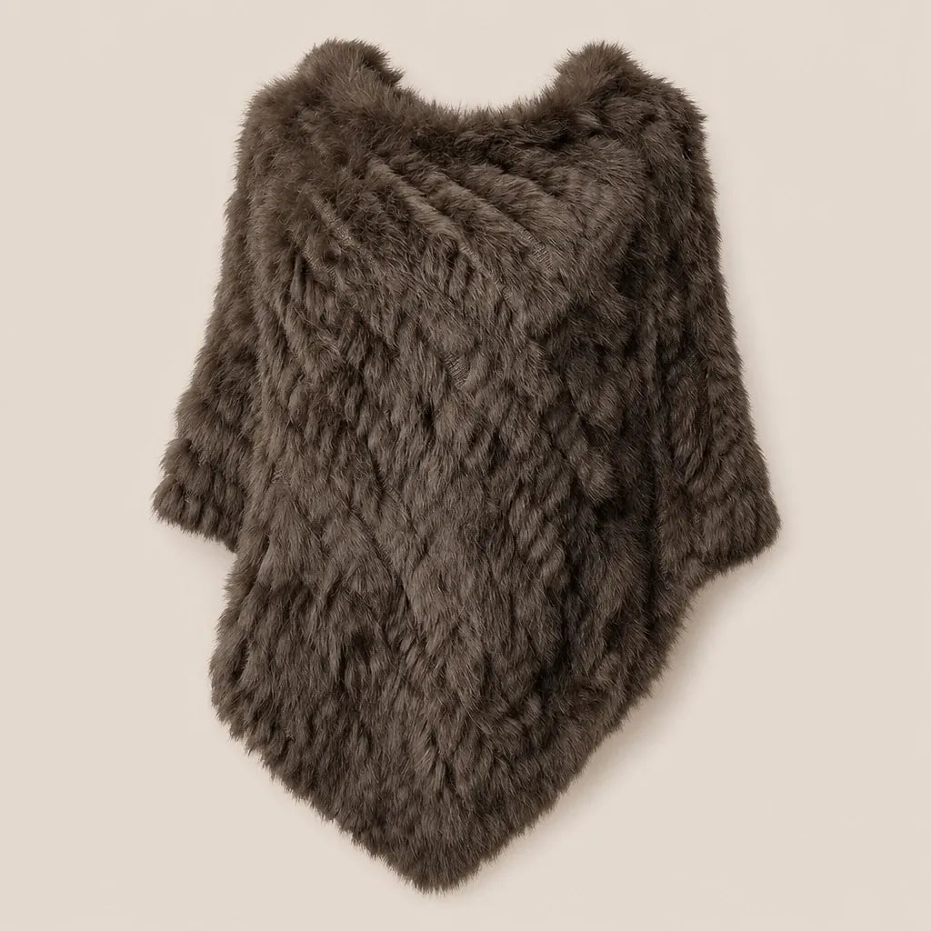 Ton poncho Poncho Femme Hiver Chic En Fourrure De Lapin Tricoté