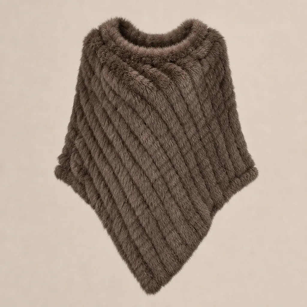Ton poncho Poncho Femme Hiver Chic En Fourrure De Lapin Tricoté