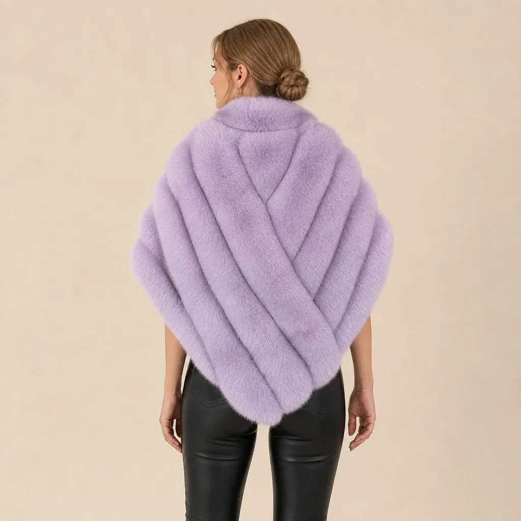Ton poncho Poncho Femme Hiver Chic En Véritable Fourrure De Renard
