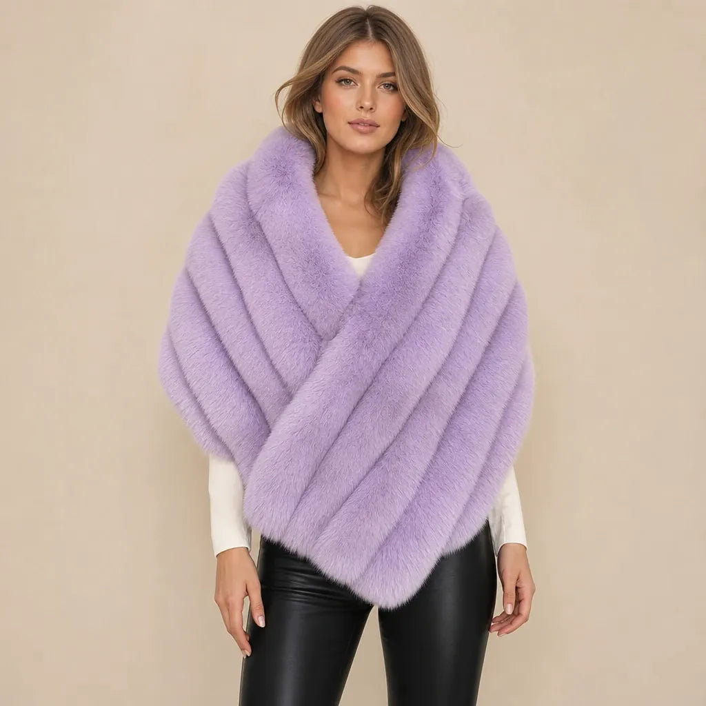 Ton poncho Poncho Femme Hiver Chic En Véritable Fourrure De Renard