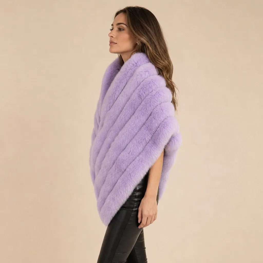 Ton poncho Poncho Femme Hiver Chic En Véritable Fourrure De Renard