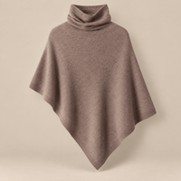 Ton poncho Poncho Femme Rouge À Col Roulé En Laine