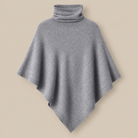 Ton poncho Poncho Femme Rouge À Col Roulé En Laine