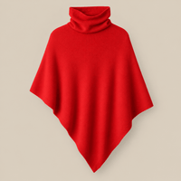 Ton poncho Poncho Femme Rouge À Col Roulé En Laine