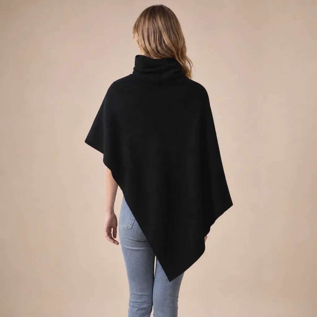 Ton poncho Poncho Femme Rouge À Col Roulé En Laine