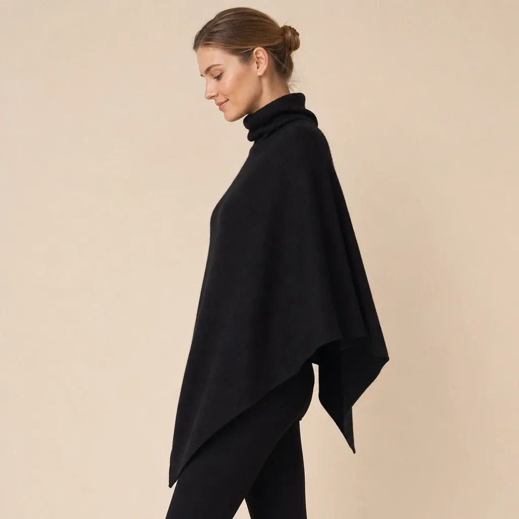Ton poncho Poncho Femme Rouge À Col Roulé En Laine