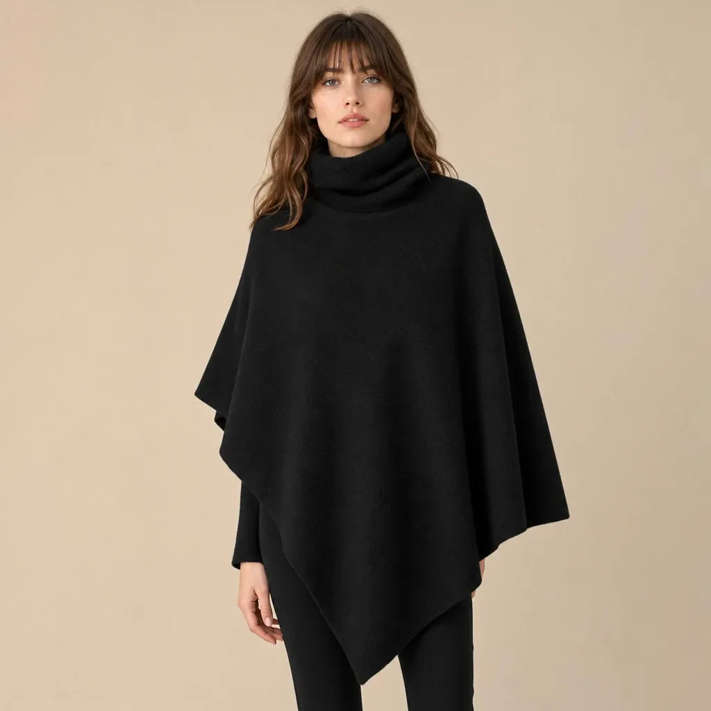 Ton poncho Poncho Femme Rouge À Col Roulé En Laine