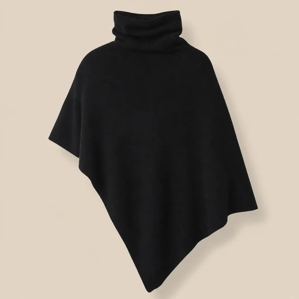 Ton poncho Poncho Femme Rouge À Col Roulé En Laine