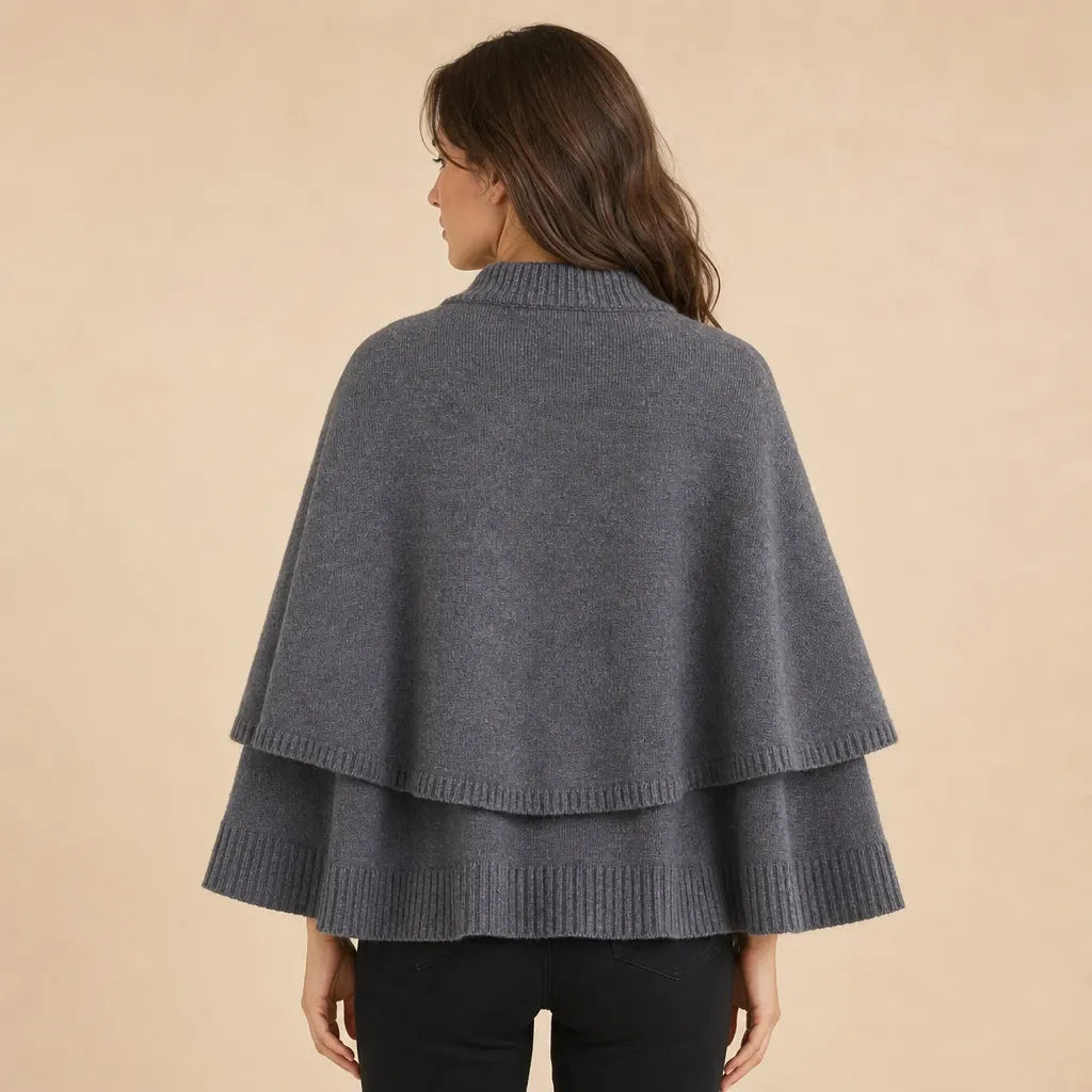 Ton poncho Poncho Femmes En Maille Boutonnée