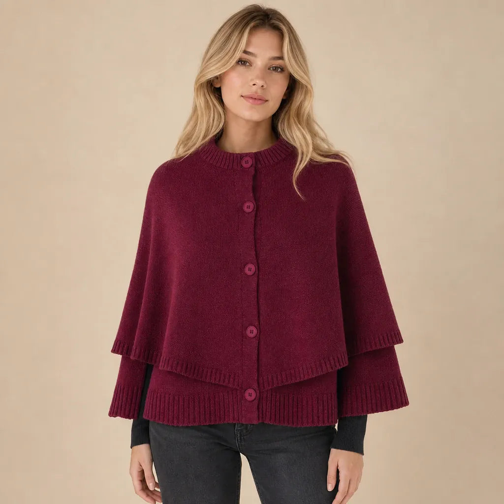 Ton poncho Poncho Femmes En Maille Boutonnée