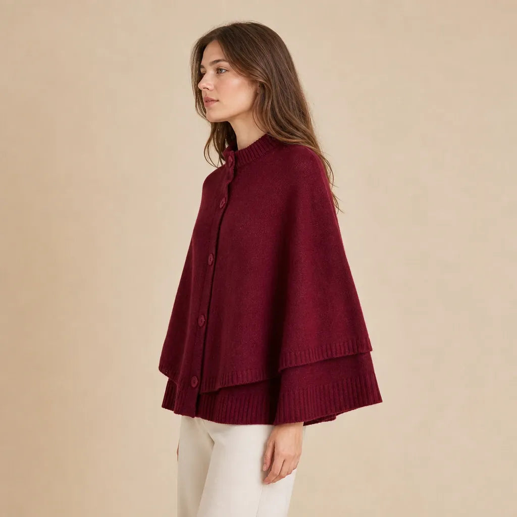Ton poncho Poncho Femmes En Maille Boutonnée