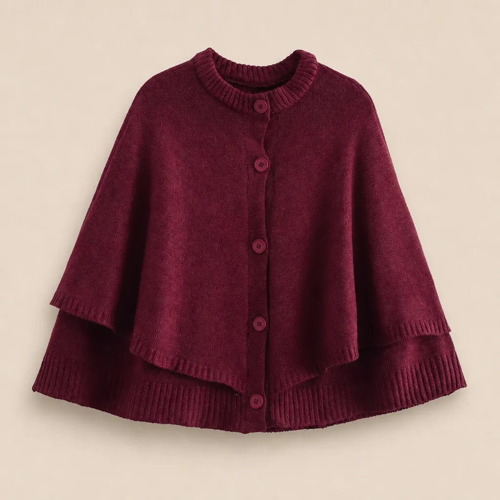 Ton poncho Poncho Femmes En Maille Boutonnée