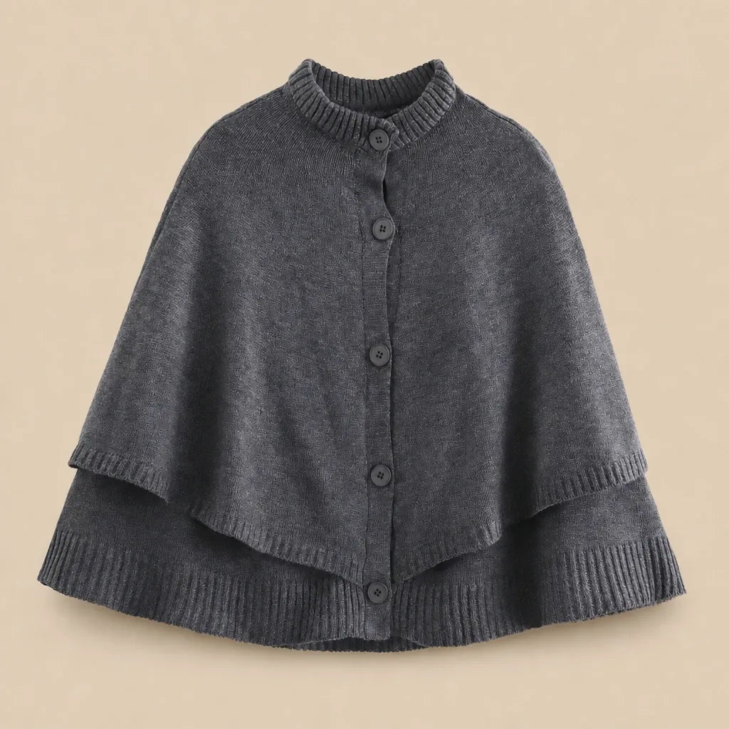 Ton poncho Poncho Femmes En Maille Boutonnée