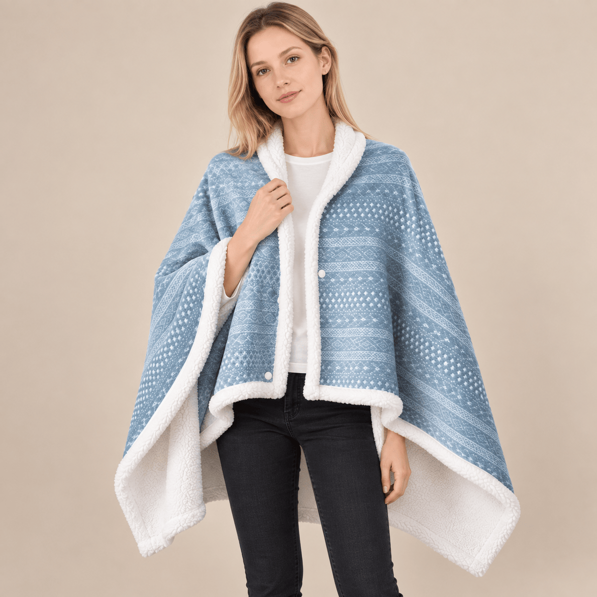 Ton poncho Poncho Flanelle Boutonnée Couverture Portable
