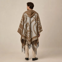 Ton poncho Poncho Franges À Capuche Motif Baroque