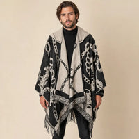 Ton poncho Poncho Franges À Capuche Motif Baroque