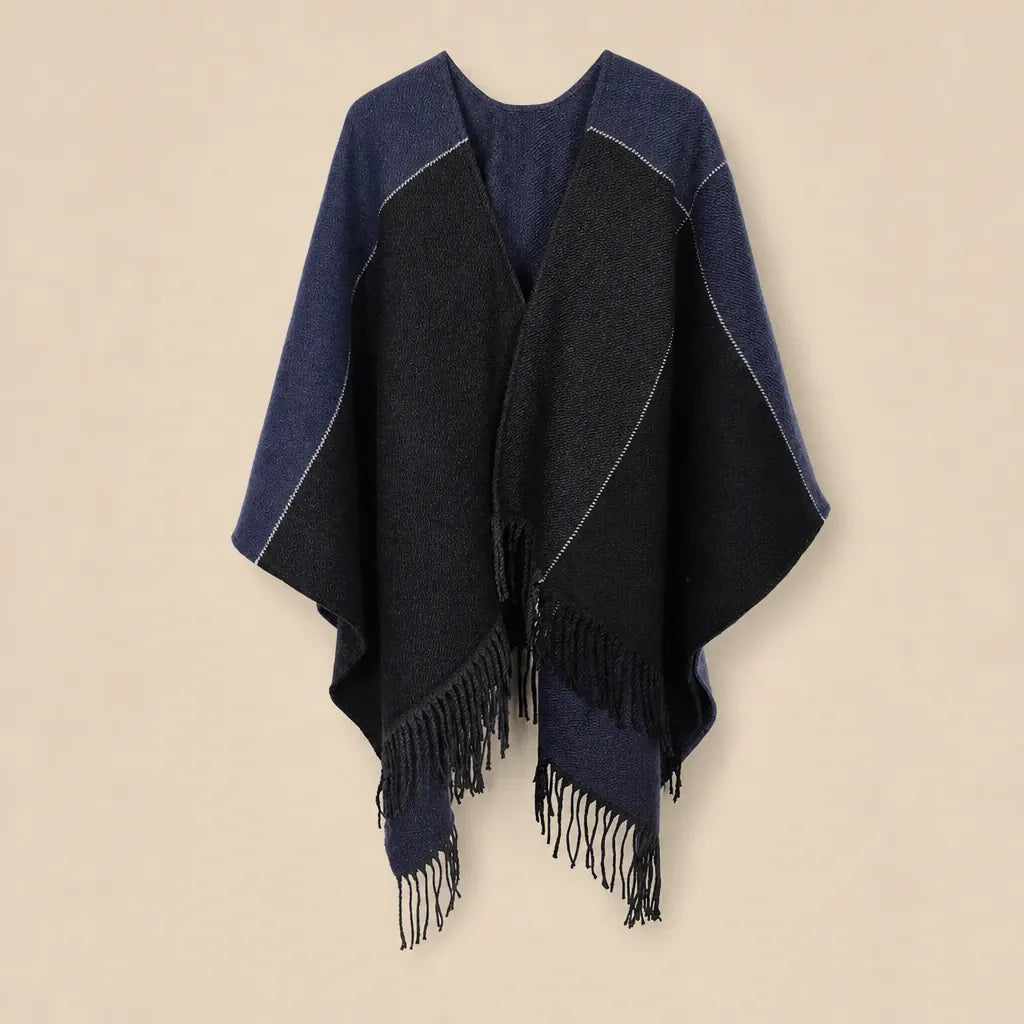 Ton poncho Poncho Franges Color Block