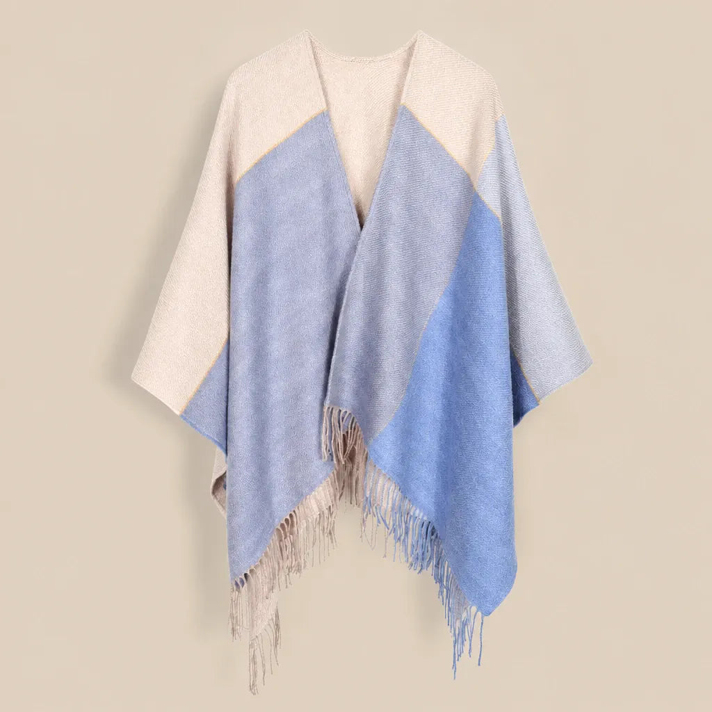 Ton poncho Poncho Franges Color Block