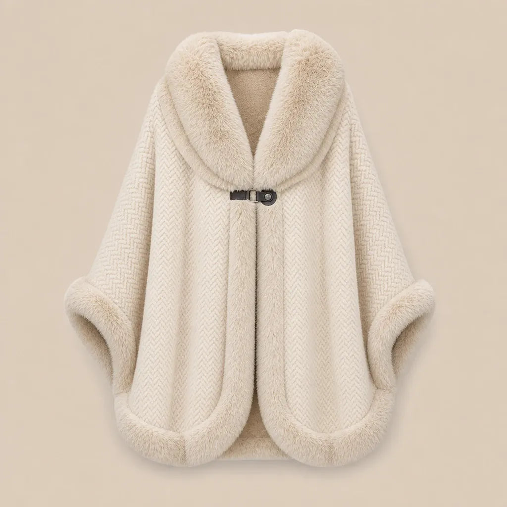 Ton poncho Poncho Hiver En Fausse Fourrure Beige