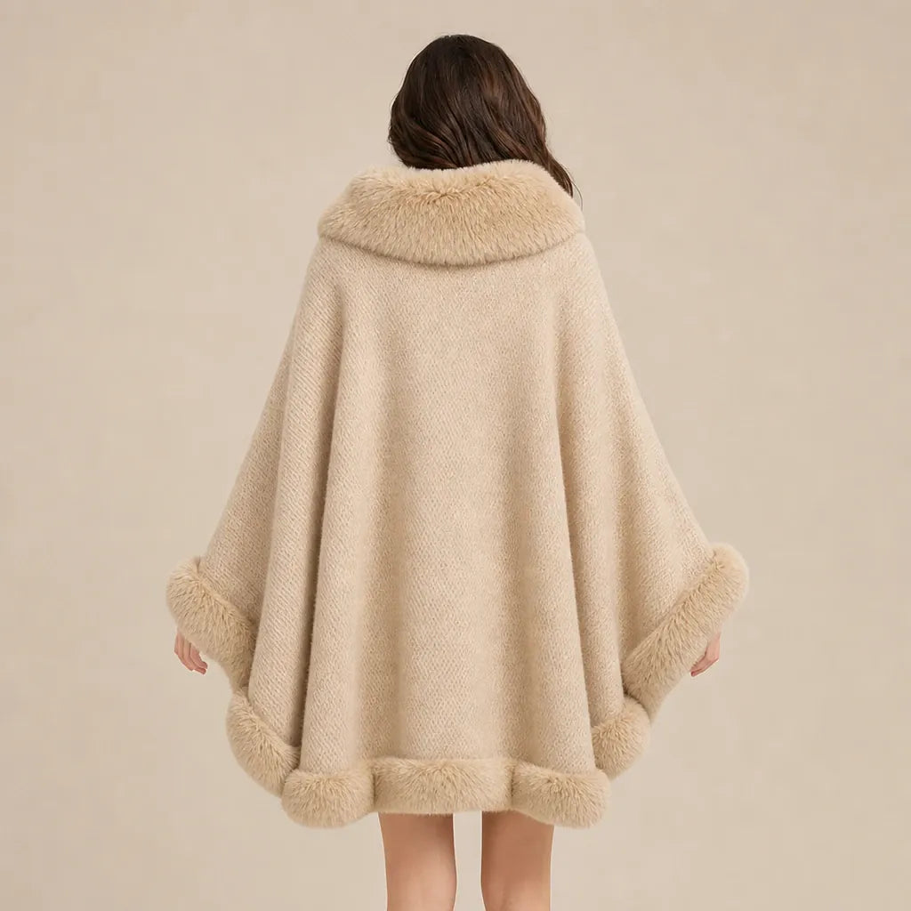 Ton poncho Poncho Hiver En Fausse Fourrure Beige
