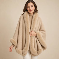 Ton poncho Poncho Hiver En Fausse Fourrure Beige