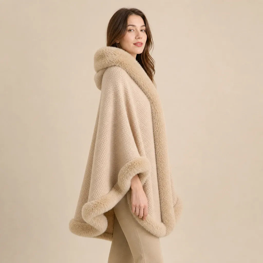 Ton poncho Poncho Hiver En Fausse Fourrure Beige