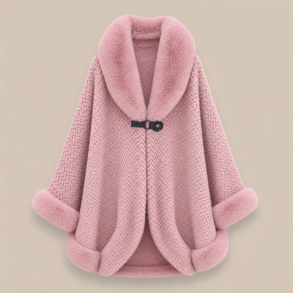 Ton poncho Poncho Hiver En Fausse Fourrure Beige