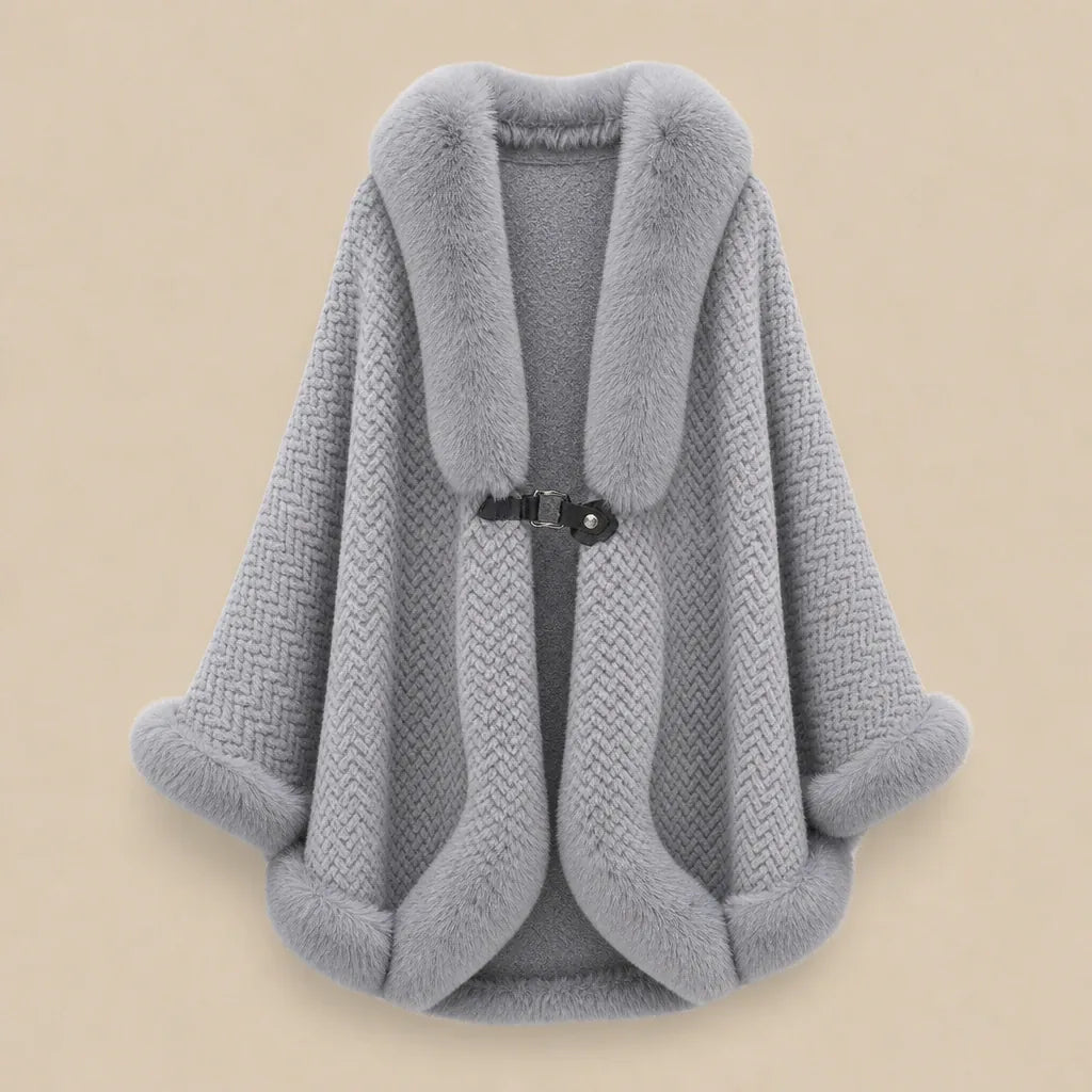 Ton poncho Poncho Hiver En Fausse Fourrure Beige