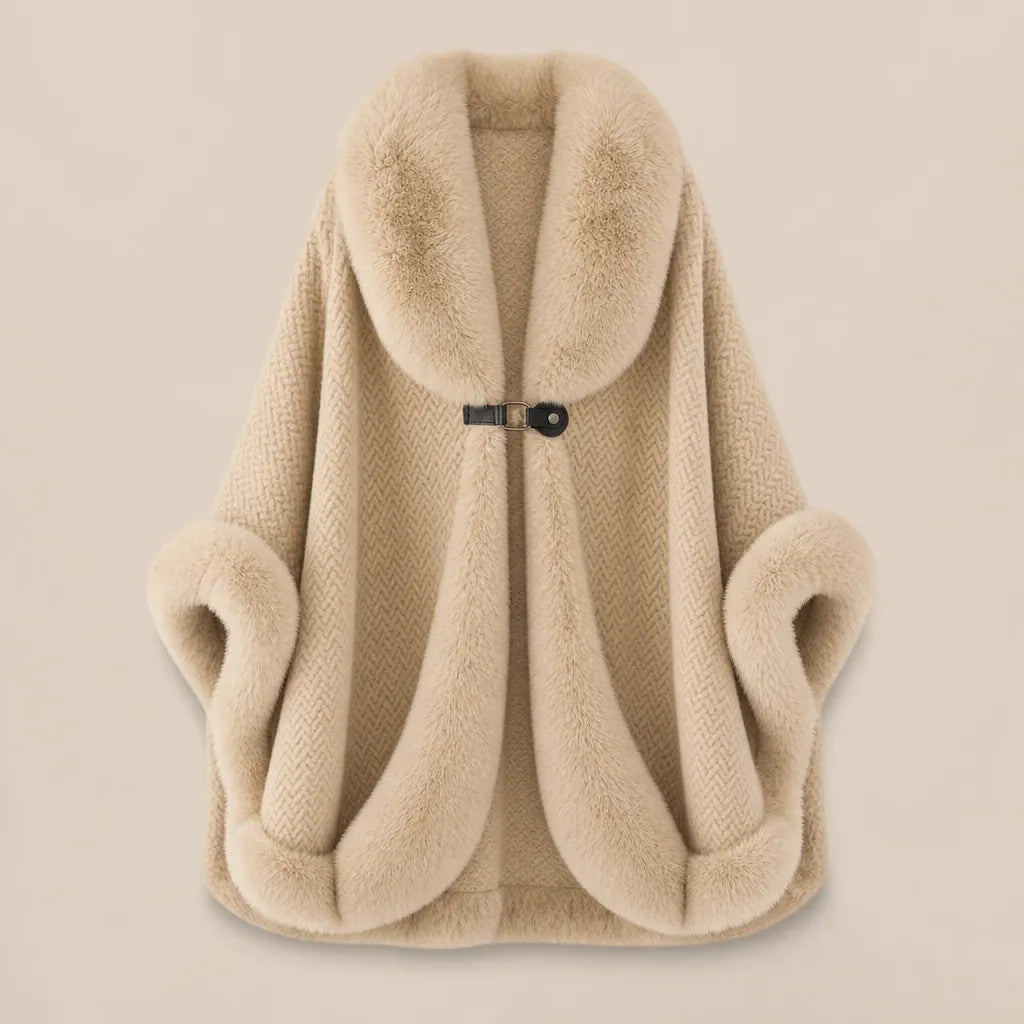 Ton poncho Poncho Hiver En Fausse Fourrure Beige