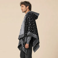 Ton poncho Poncho Homme À Capuche Jacquard Étoiles