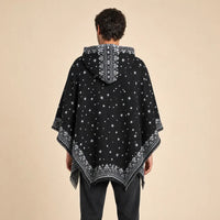 Ton poncho Poncho Homme À Capuche Jacquard Étoiles