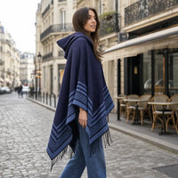 Ton poncho Poncho Homme Hiver À Capuche Rayé