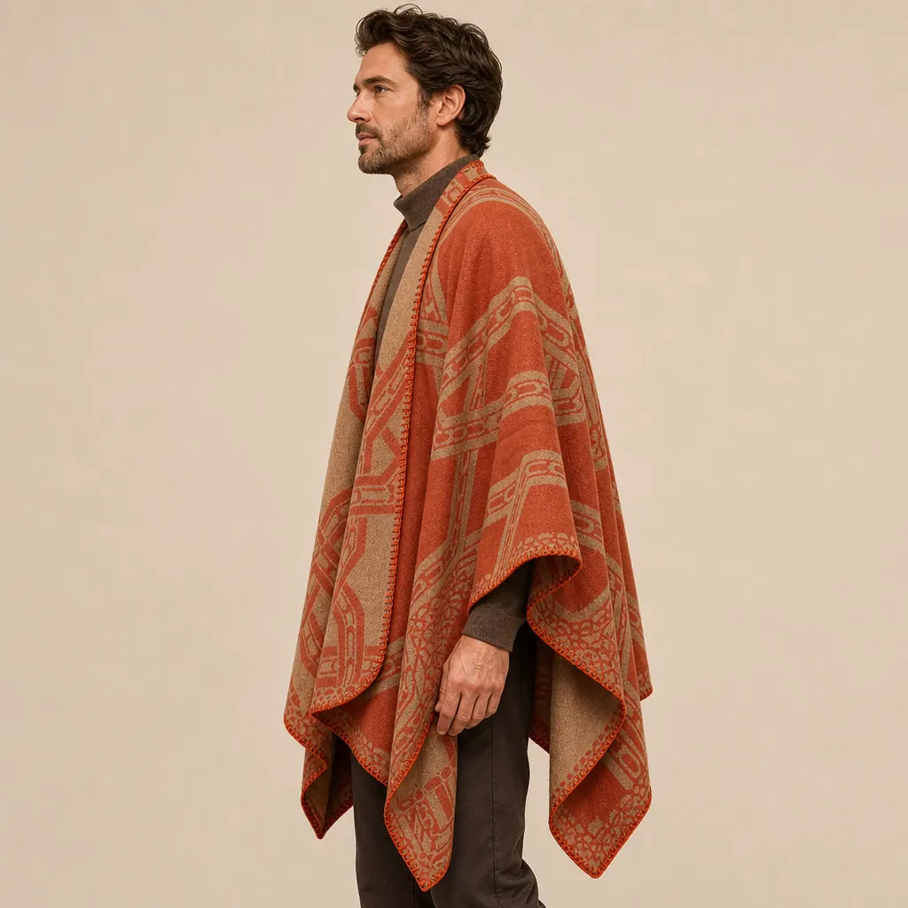 Ton poncho Poncho Homme Hiver En Mélange Cachemire Et Coton À Motifs
