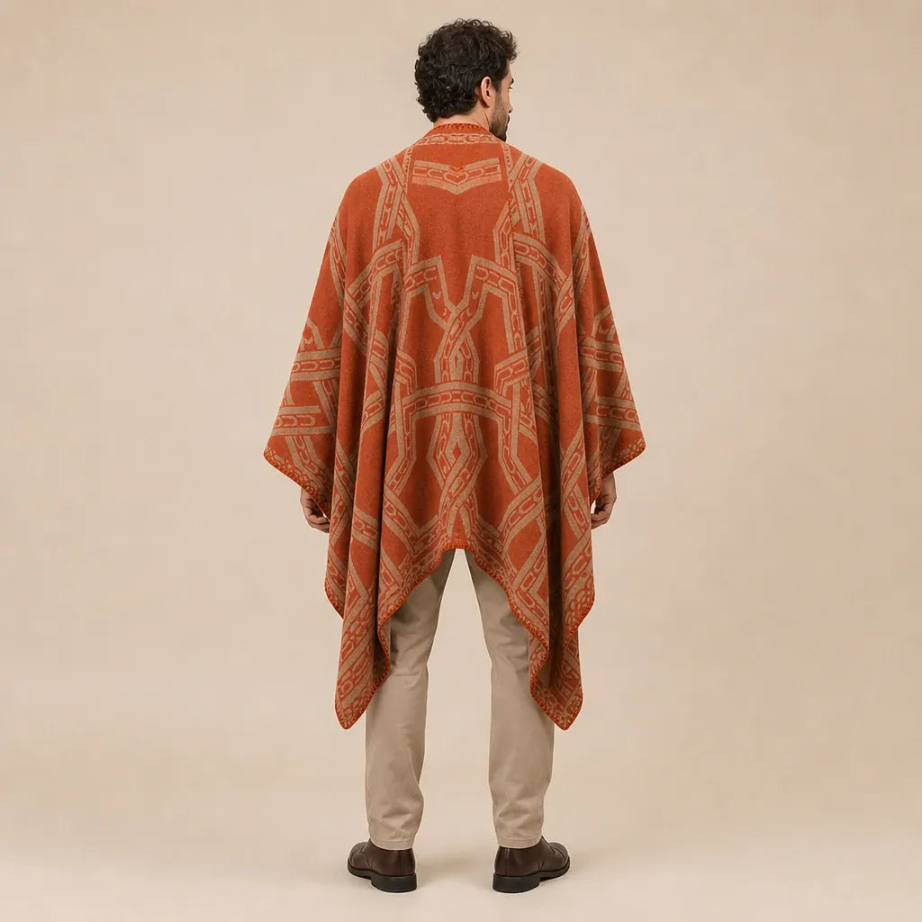 Ton poncho Poncho Homme Hiver En Mélange Cachemire Et Coton À Motifs