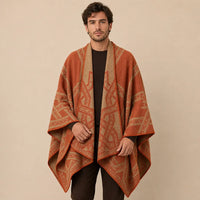 Ton poncho Poncho Homme Hiver En Mélange Cachemire Et Coton À Motifs