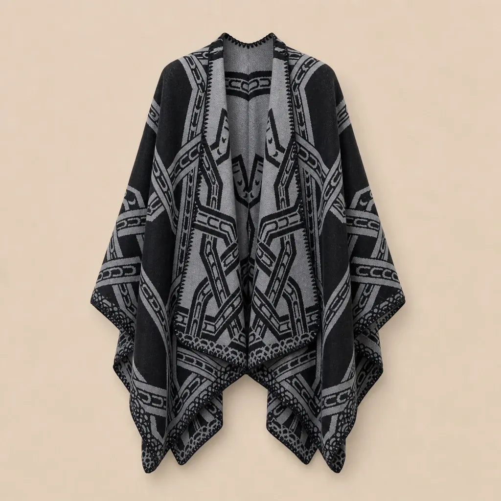 Ton poncho Poncho Homme Hiver En Mélange Cachemire Et Coton À Motifs
