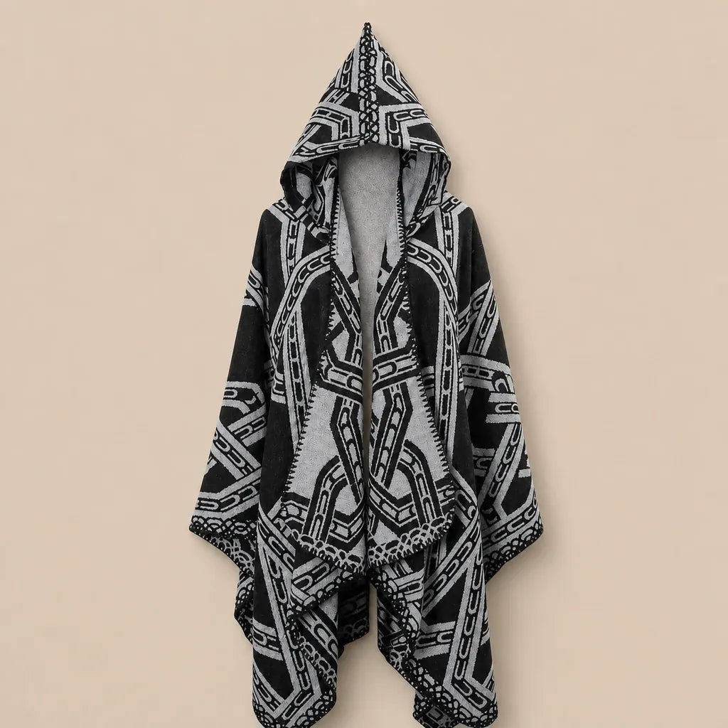 Ton poncho Poncho Homme Hiver En Mélange Cachemire Et Coton À Motifs