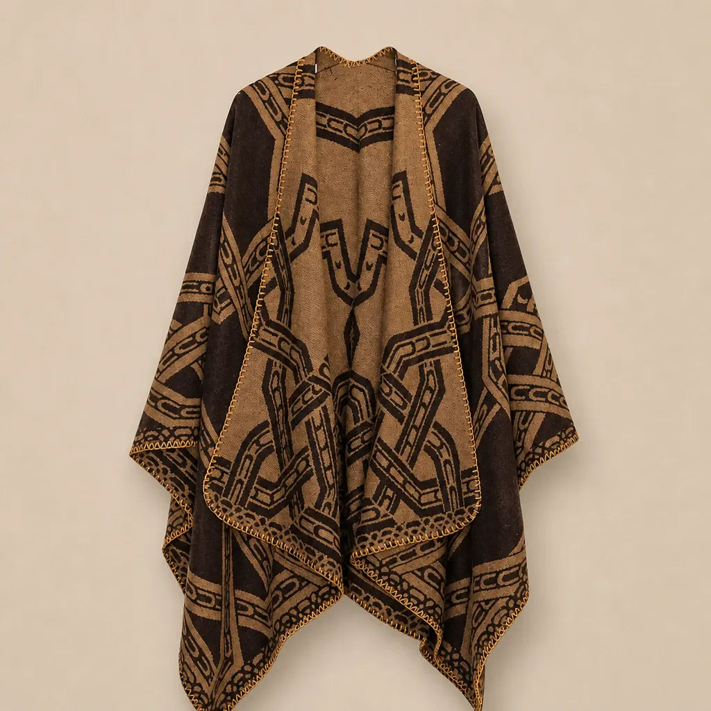 Ton poncho Poncho Homme Hiver En Mélange Cachemire Et Coton À Motifs