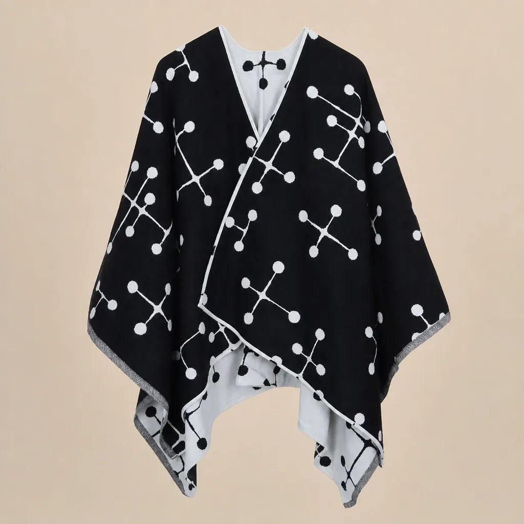 Ton poncho Poncho Imitation Cachemire Motif Géométrique Double Face