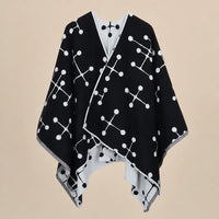 Ton poncho Poncho Imitation Cachemire Motif Géométrique Double Face