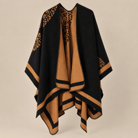 Ton poncho Poncho Jacquard Double Face Pour Femme Noir
