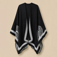 Ton poncho Poncho Jacquard Double Face Pour Femme Noir