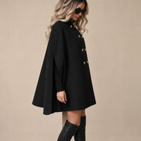 Ton poncho Poncho Laine D'Alpaga Cape Double Boutonnage