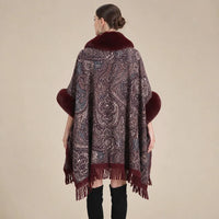 Ton poncho Poncho Long Femme Hiver En Fausse Fourrure Imprimé