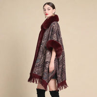 Ton poncho Poncho Long Femme Hiver En Fausse Fourrure Imprimé