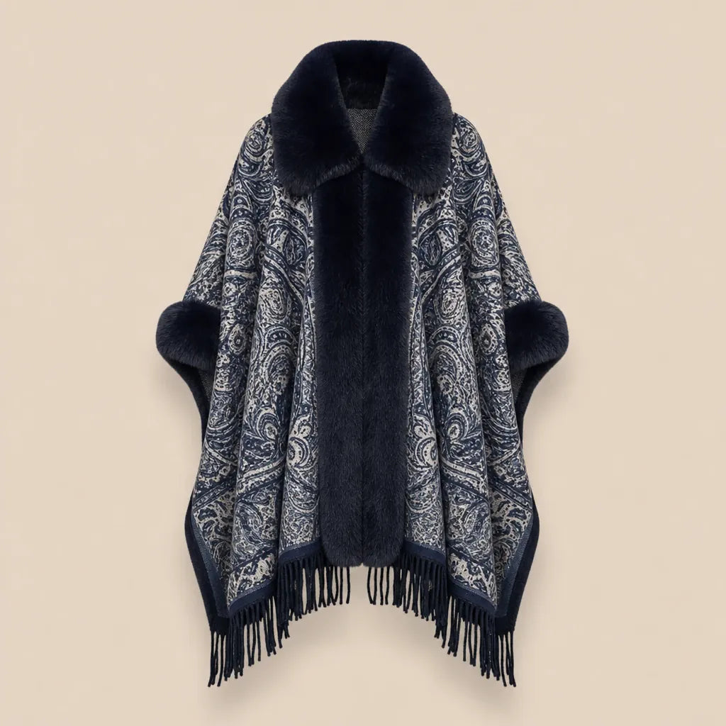 Ton poncho Poncho Long Femme Hiver En Fausse Fourrure Imprimé